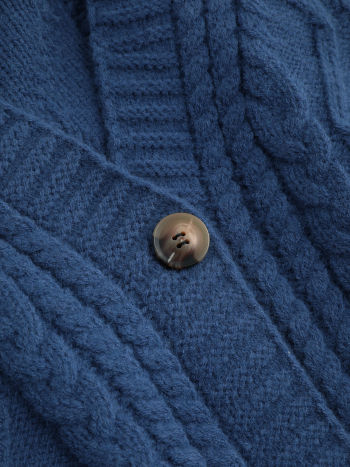 Knit Fabric V-neck Cable Knit Button Cardigan Curve & Plus For School ...