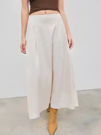 Satin High Waist Solid Ruffle Maxi Skirt