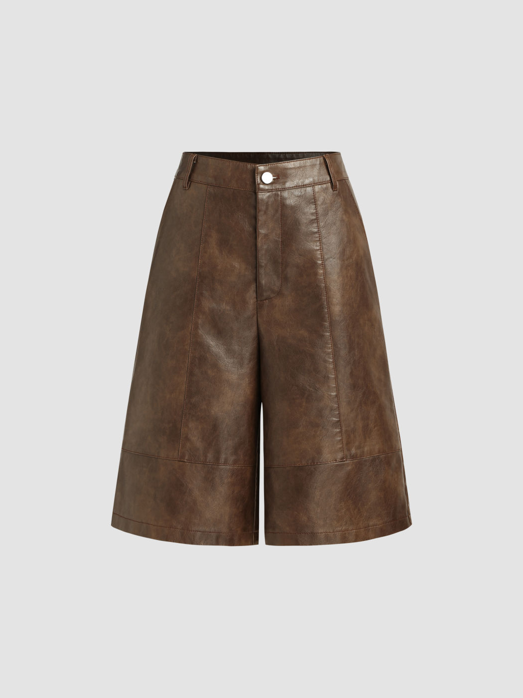 Kunstleder Bermuda Shorts mit mittlerer Taille