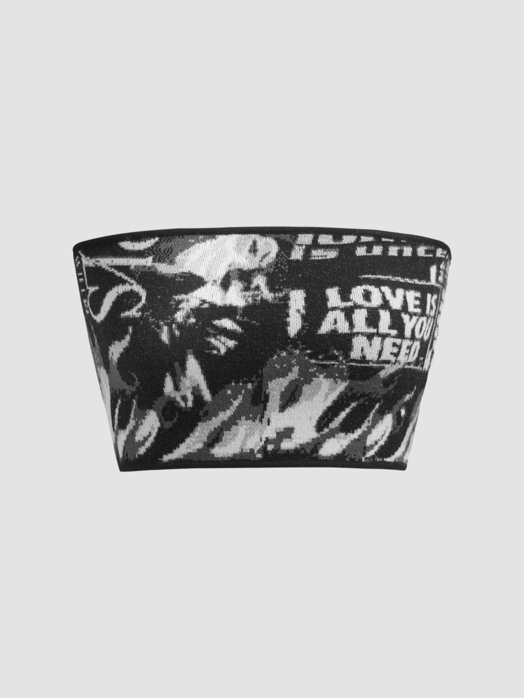 Love Is All You Need Graphic Knitted Crop Tube Top 
