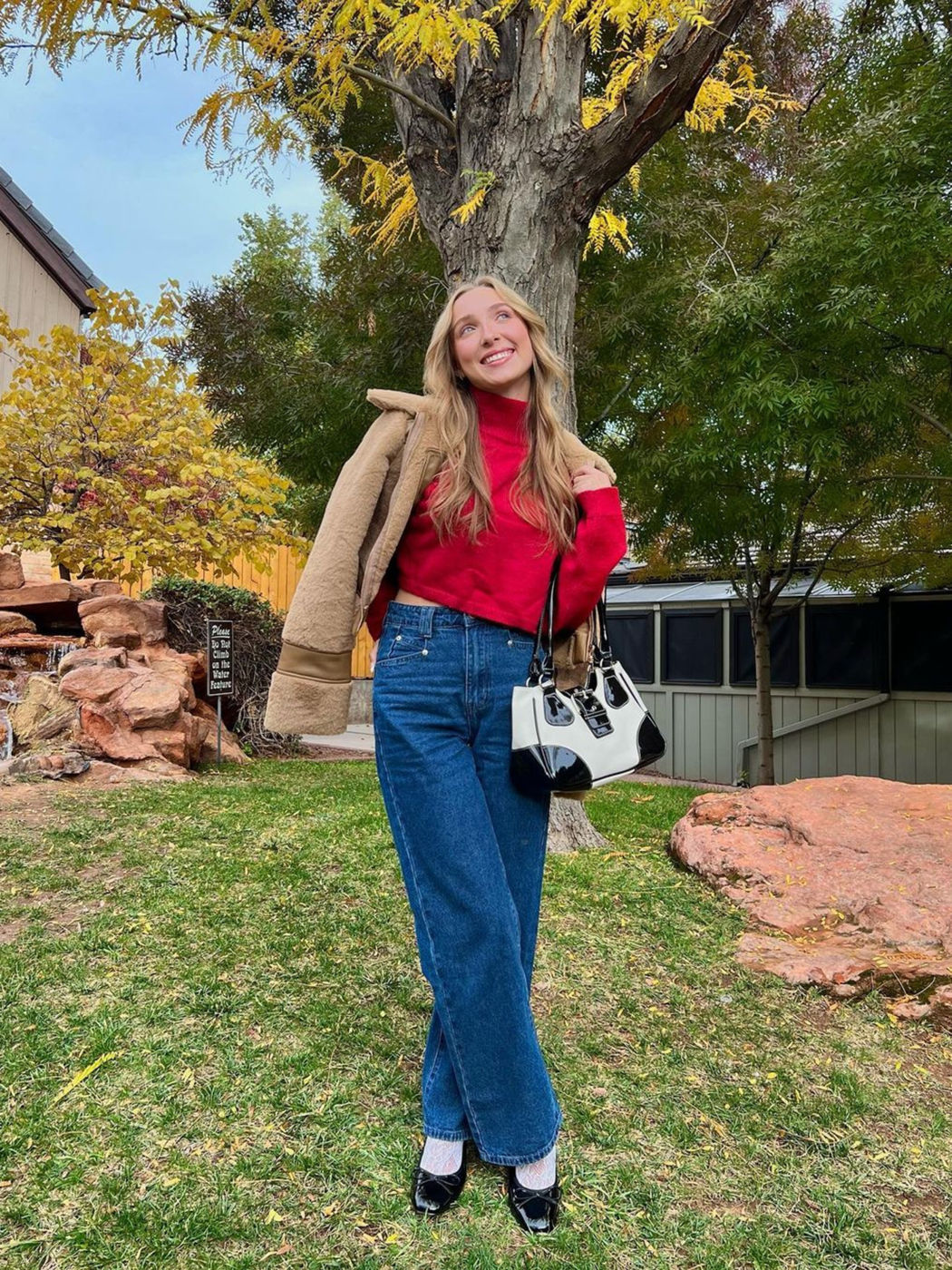 Patched Buckle Shoulder Bag