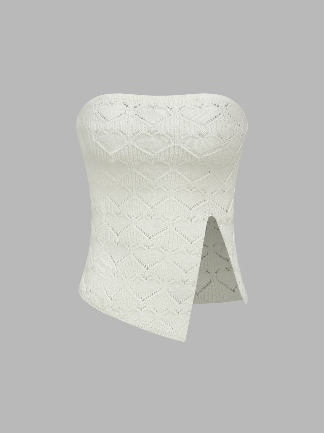 Heart Hollow Out Split Knitted Tube Top