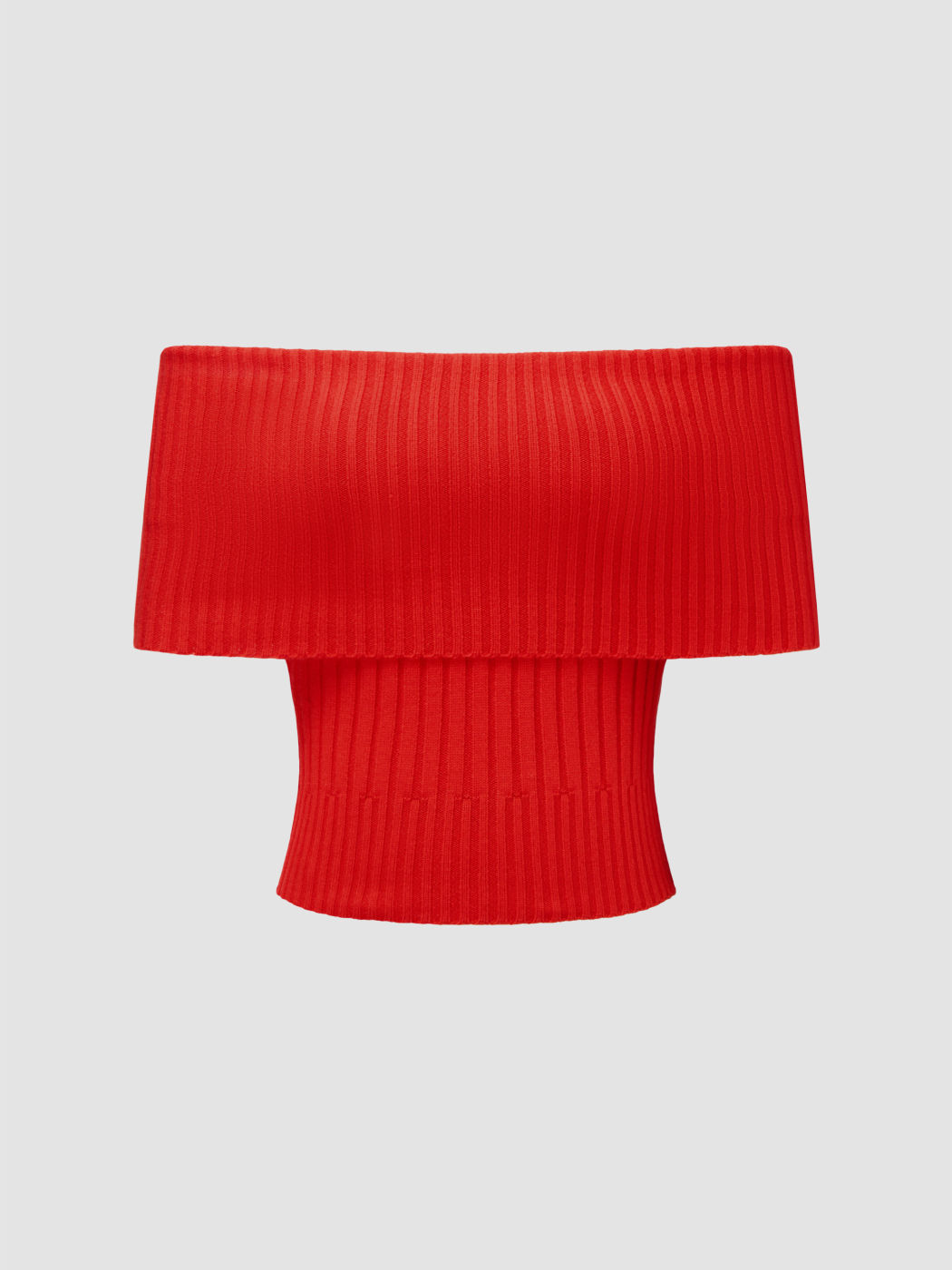 Off-shoulder Solid Knitted Top