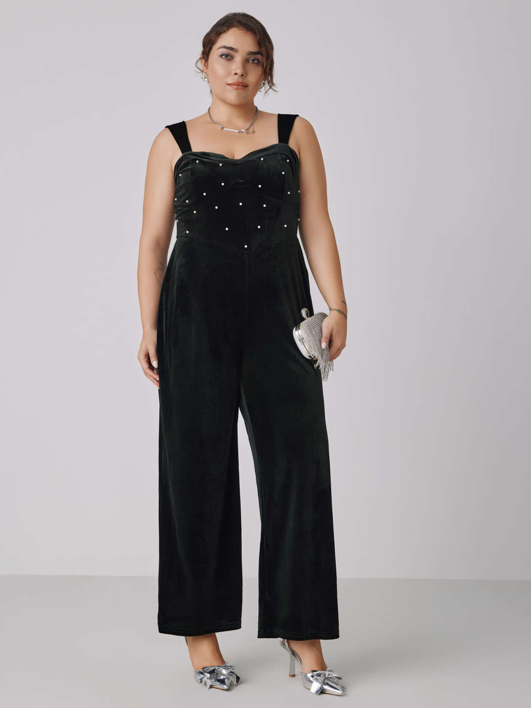 Velvet Velvet Corset Beaded Jumpsuit Curve Plus For Date Party