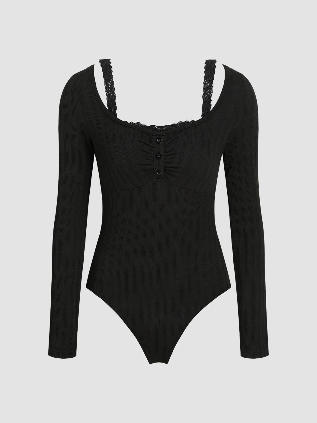 Square Neck Lace Button Bodysuit