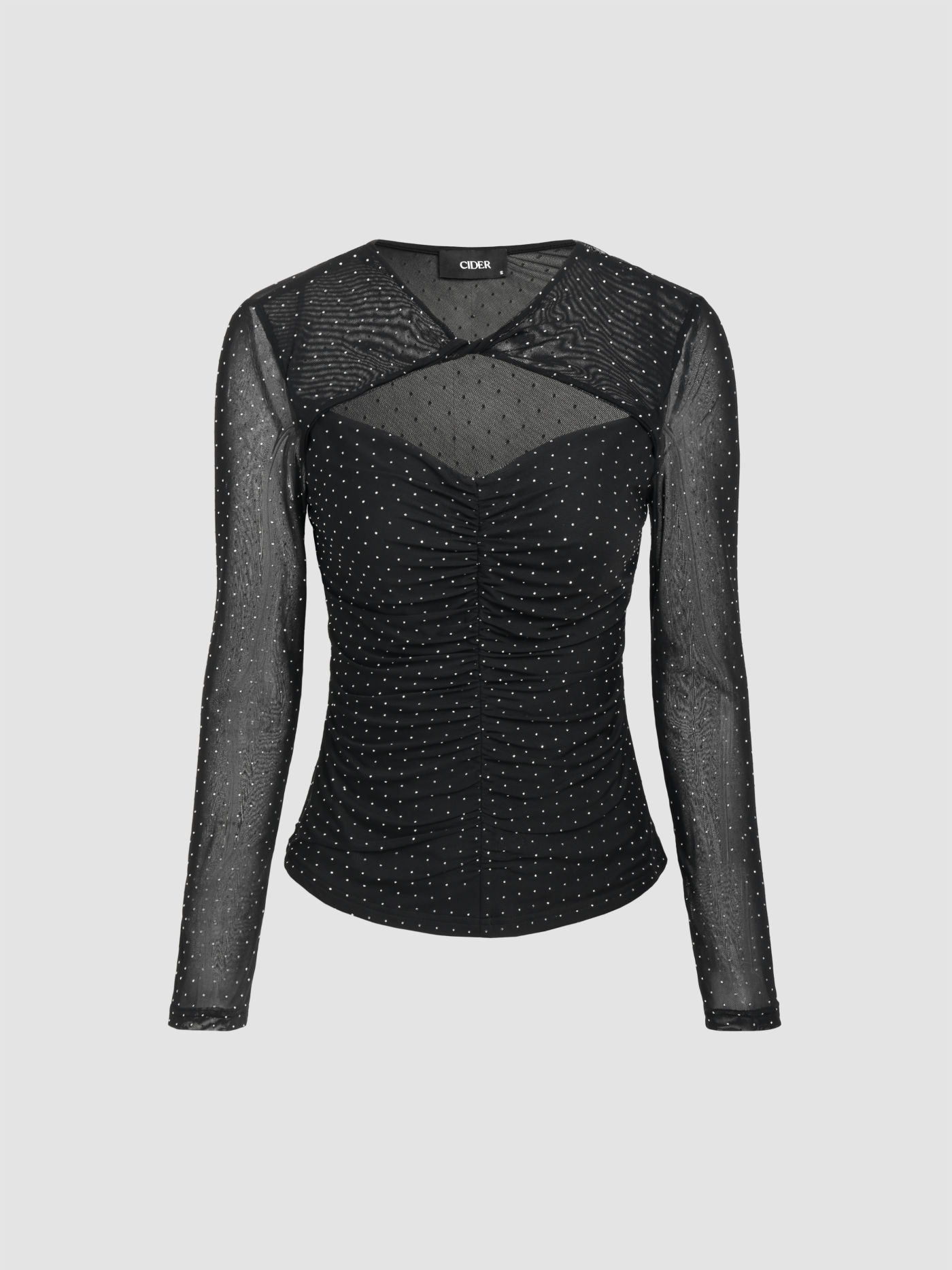 Mesh Polka Dot Cut Out Top