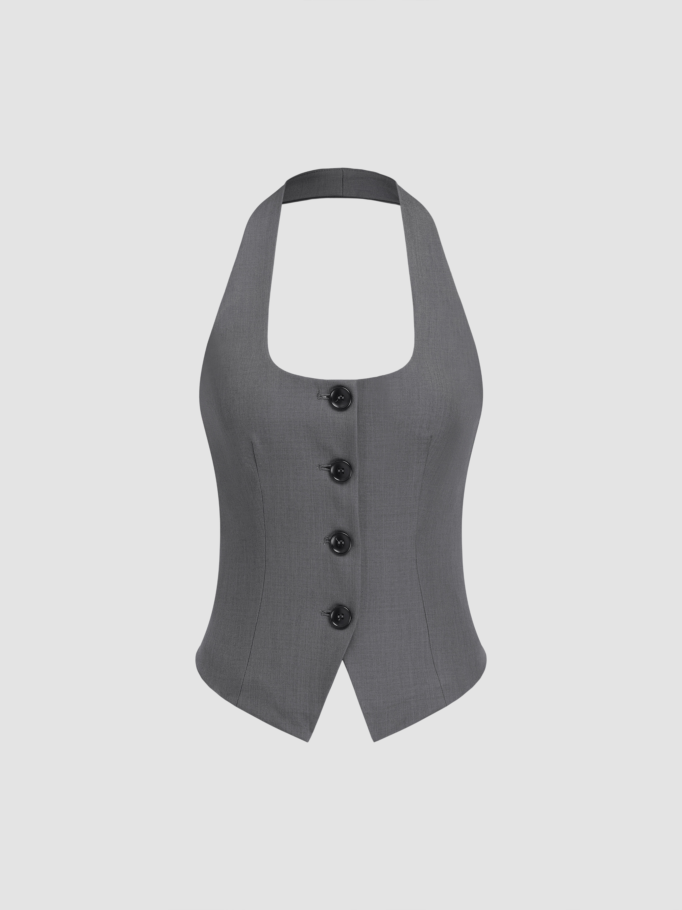 Woven Halter Button Top