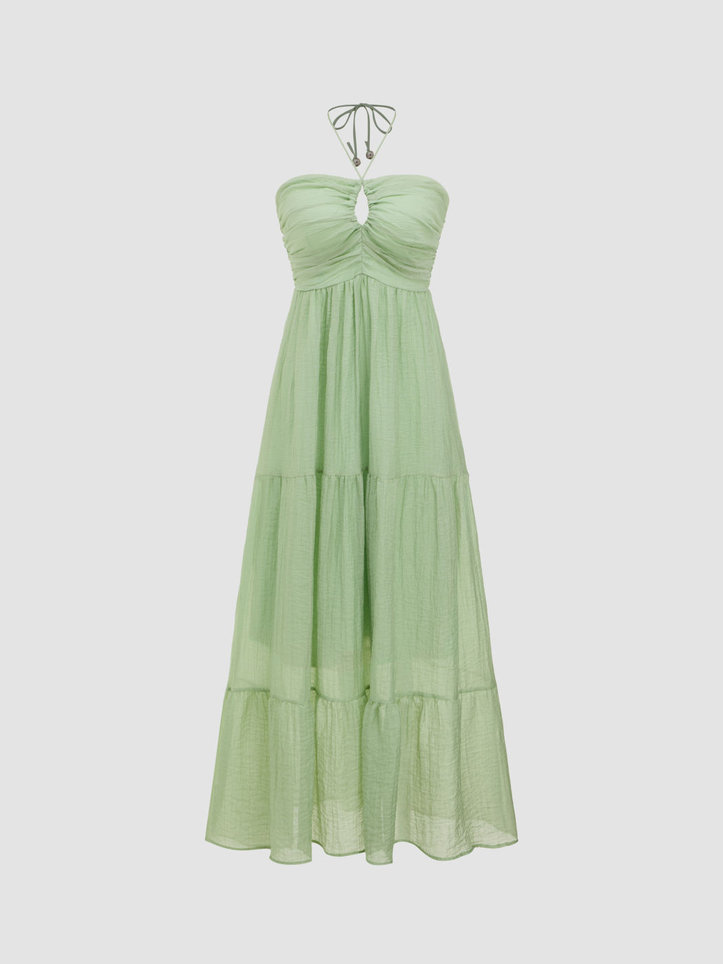 Cut Out Ruffle Hem Tiered Tulle Maxi Dress