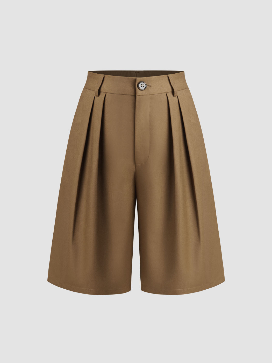 Mid Rise Pleated Pocket Bermuda Shorts