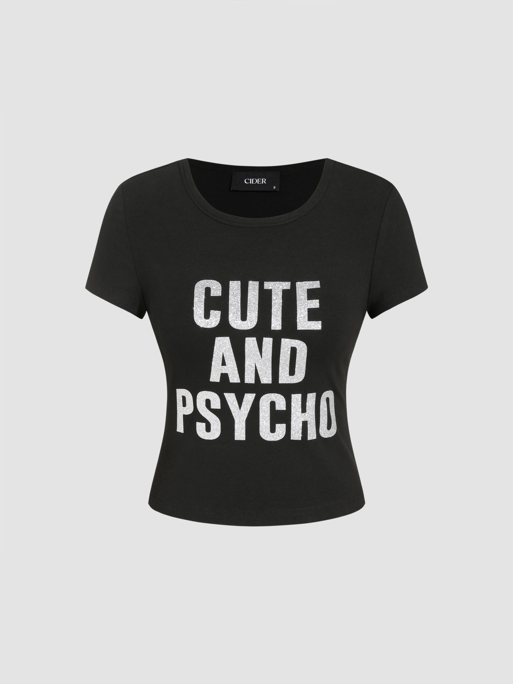 CUTE AND PSYCHO Round Neck Short Sleeve Tee