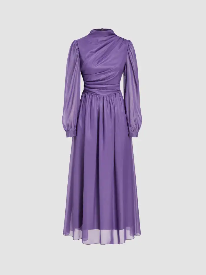 Mesh Round Neck Gradient Maxi Dress