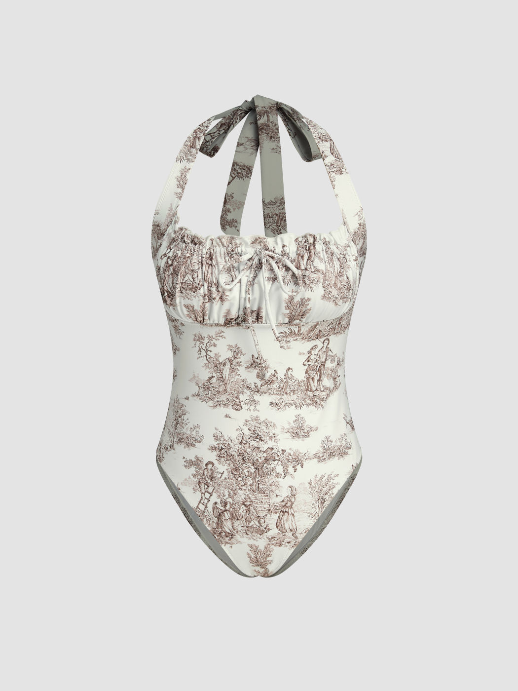 Toile de Jouy Ruffle One Piece Swimsuit