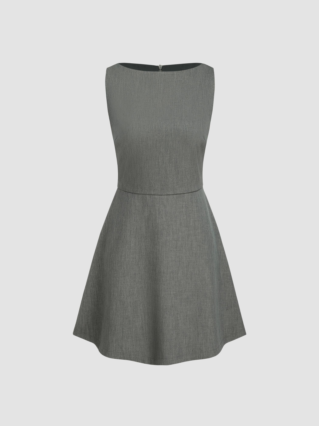 Boat Neck Zipper Sleeveless Mini Dress