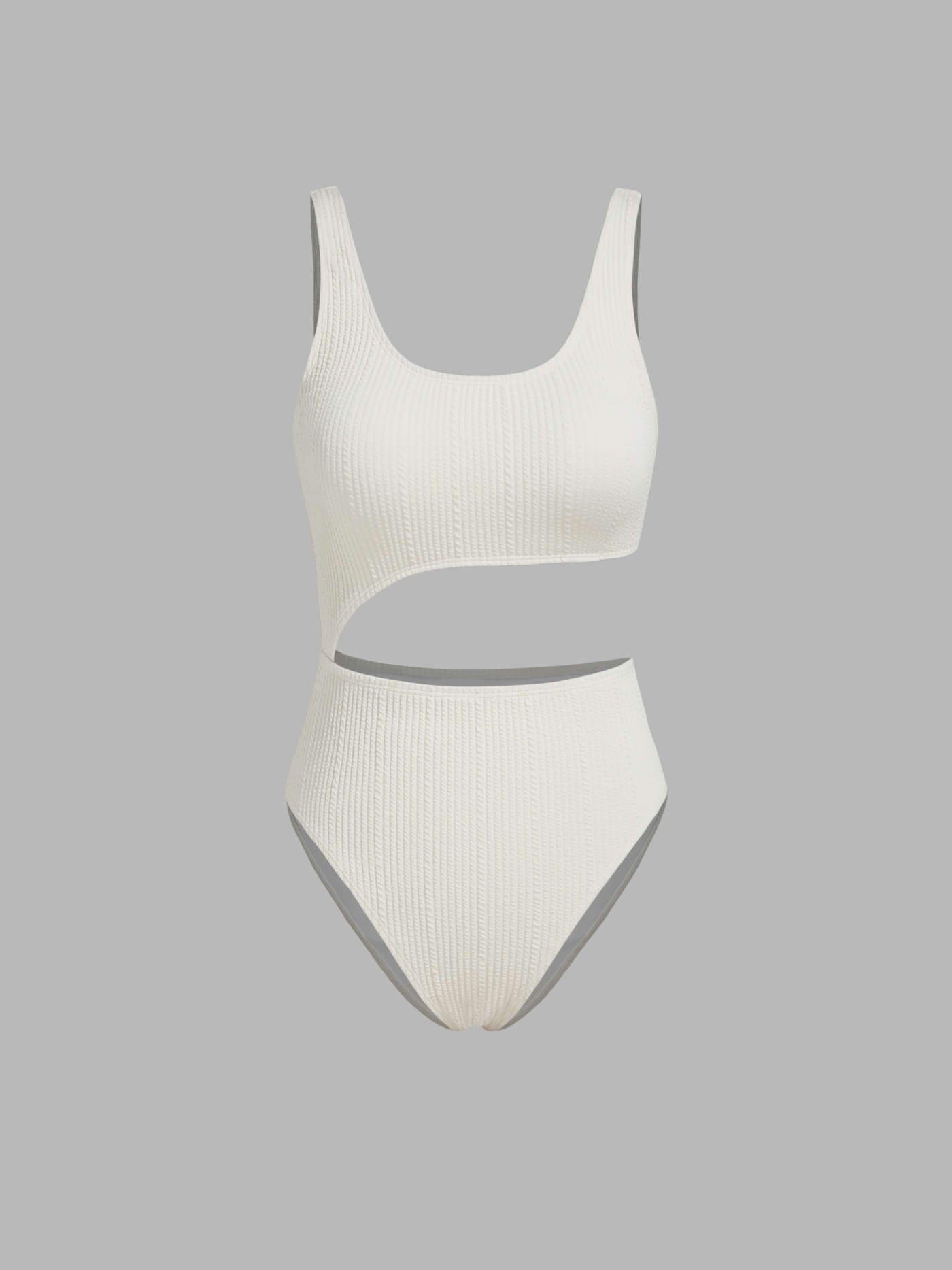 Shaping Scoop Neckline Cut Out One Piece Swimsuit