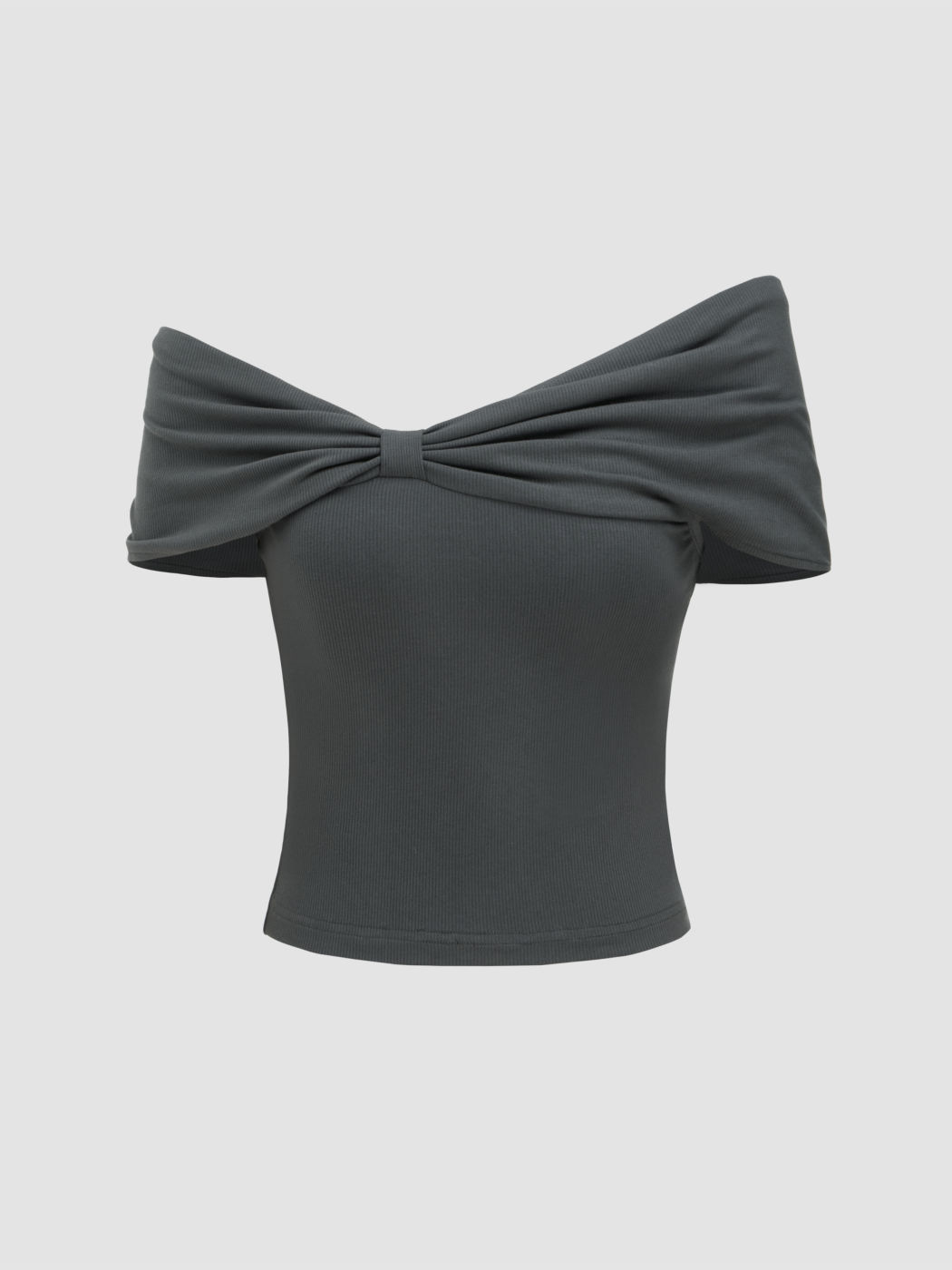 Asymmetrical Neck Short Sleeve Crop Top