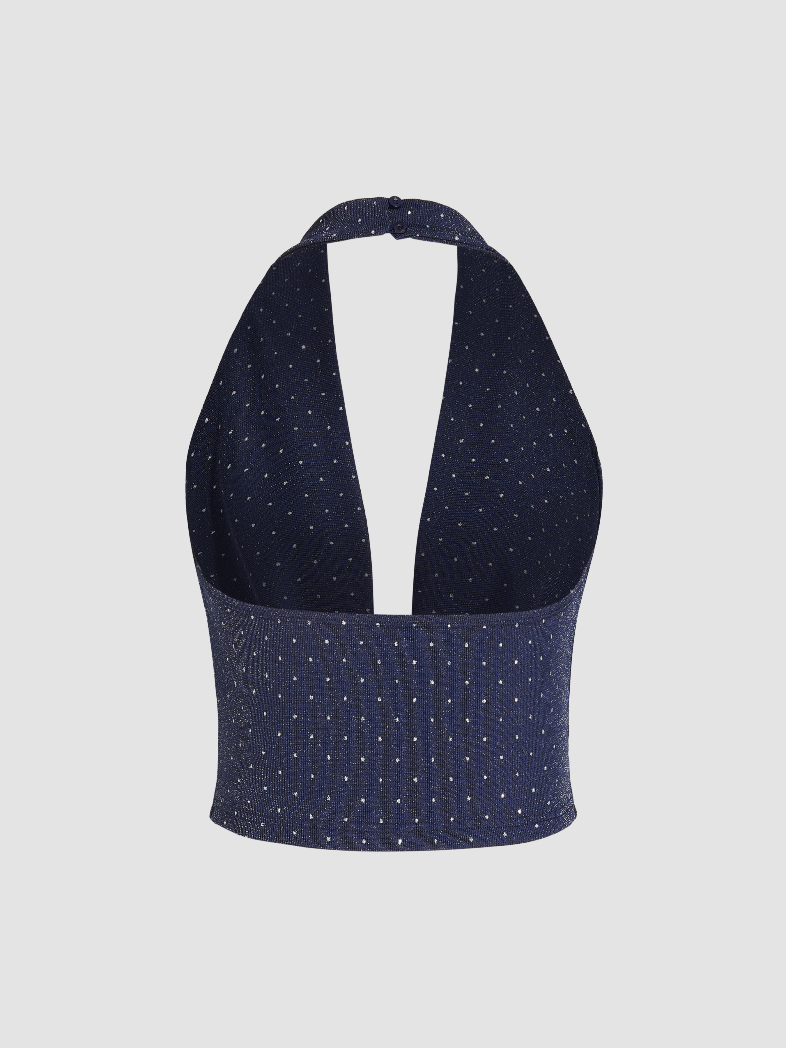 Cowl Neck Polka Dot Ruched Crop Top