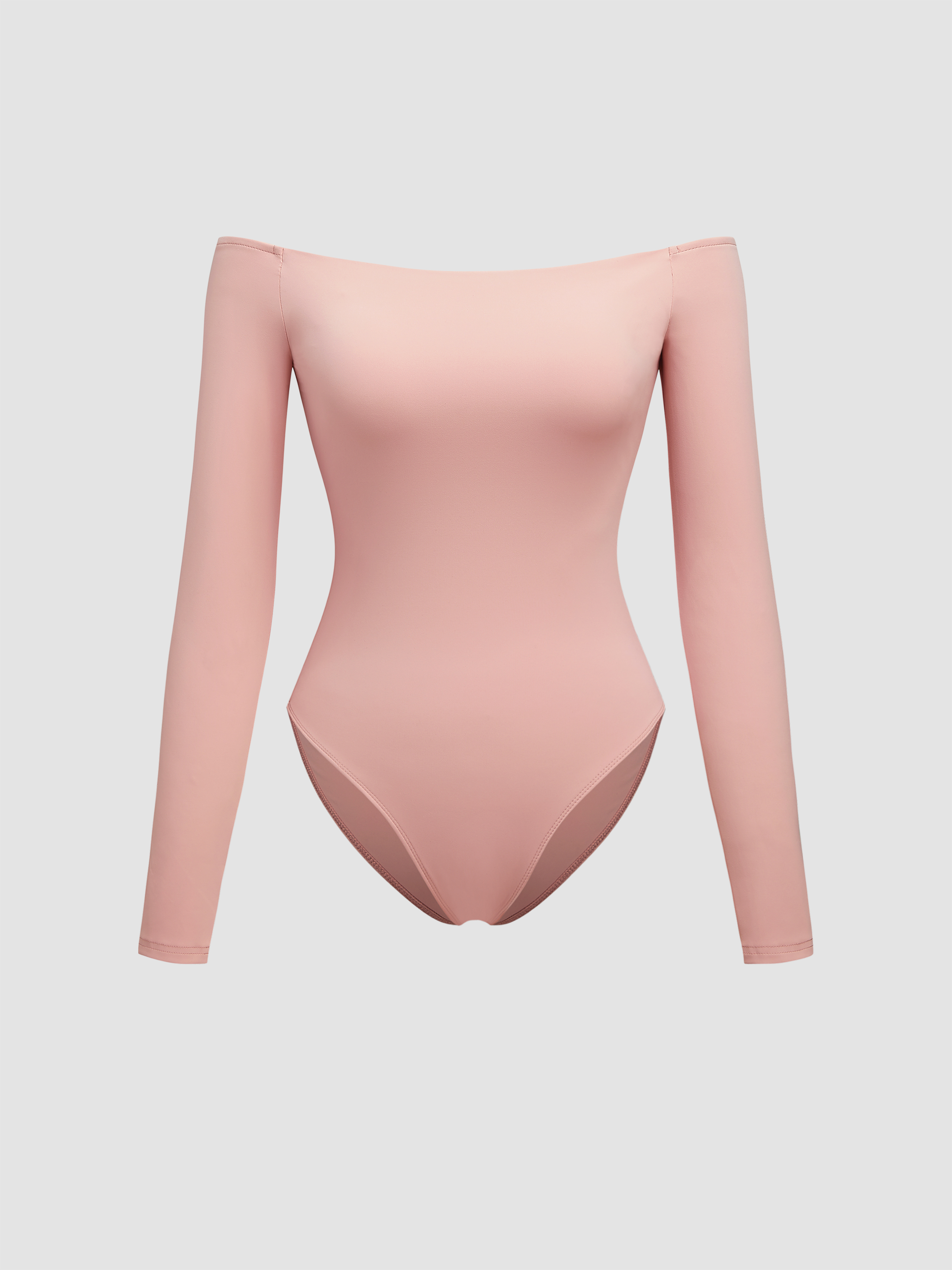 Knit Fabric Rib Solid Cut Out Bodycon Bodysuit For School