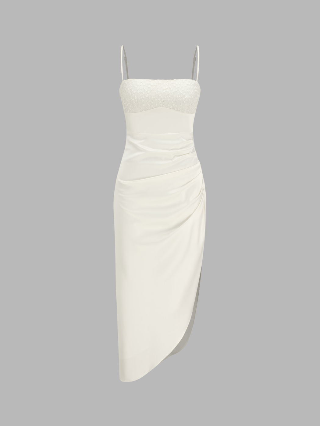 Floral Lace Ruched Midi Dress