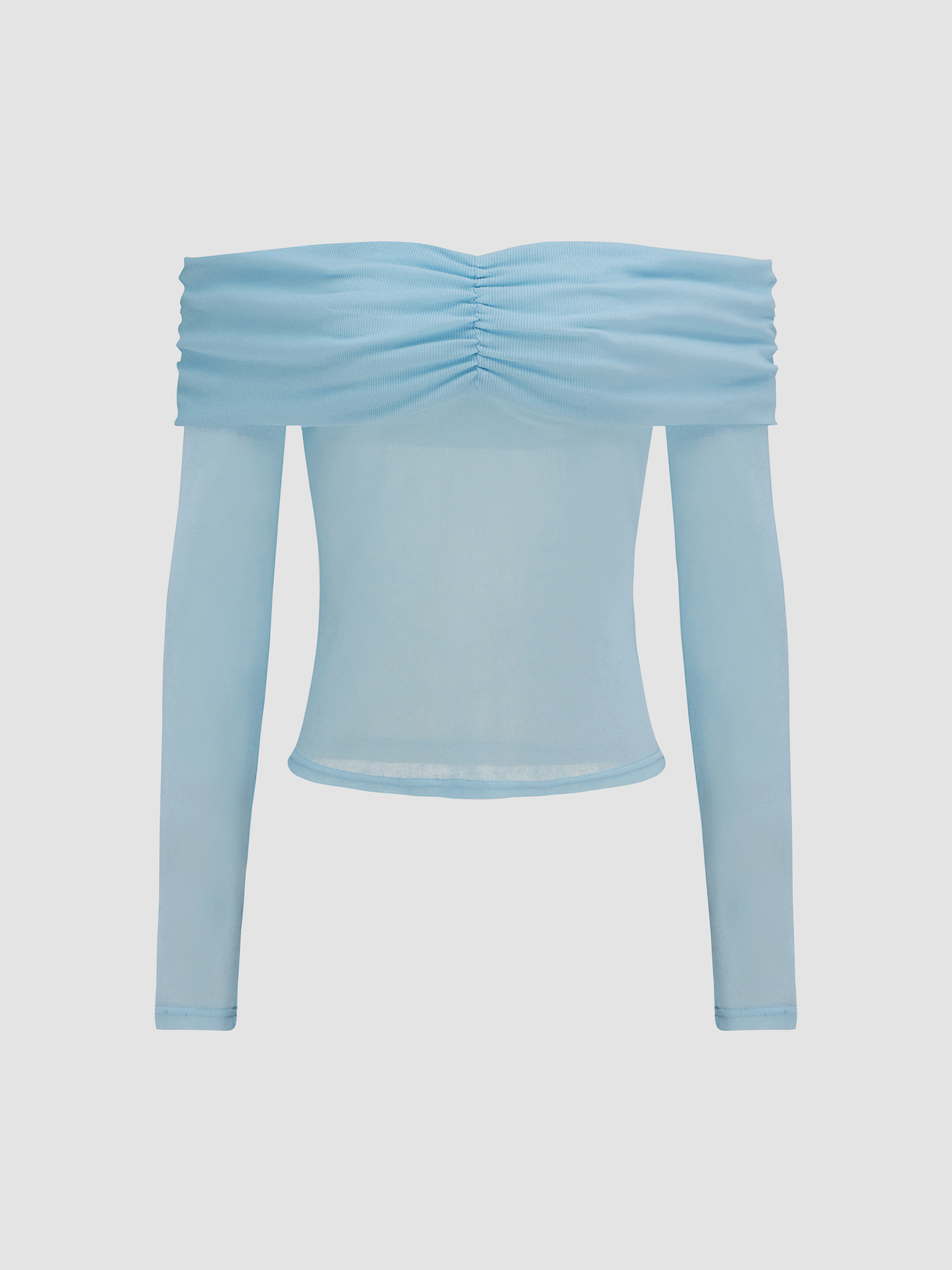 Knit Fabric Rose Off-shoulder Long Sleeve Crop Top For Date