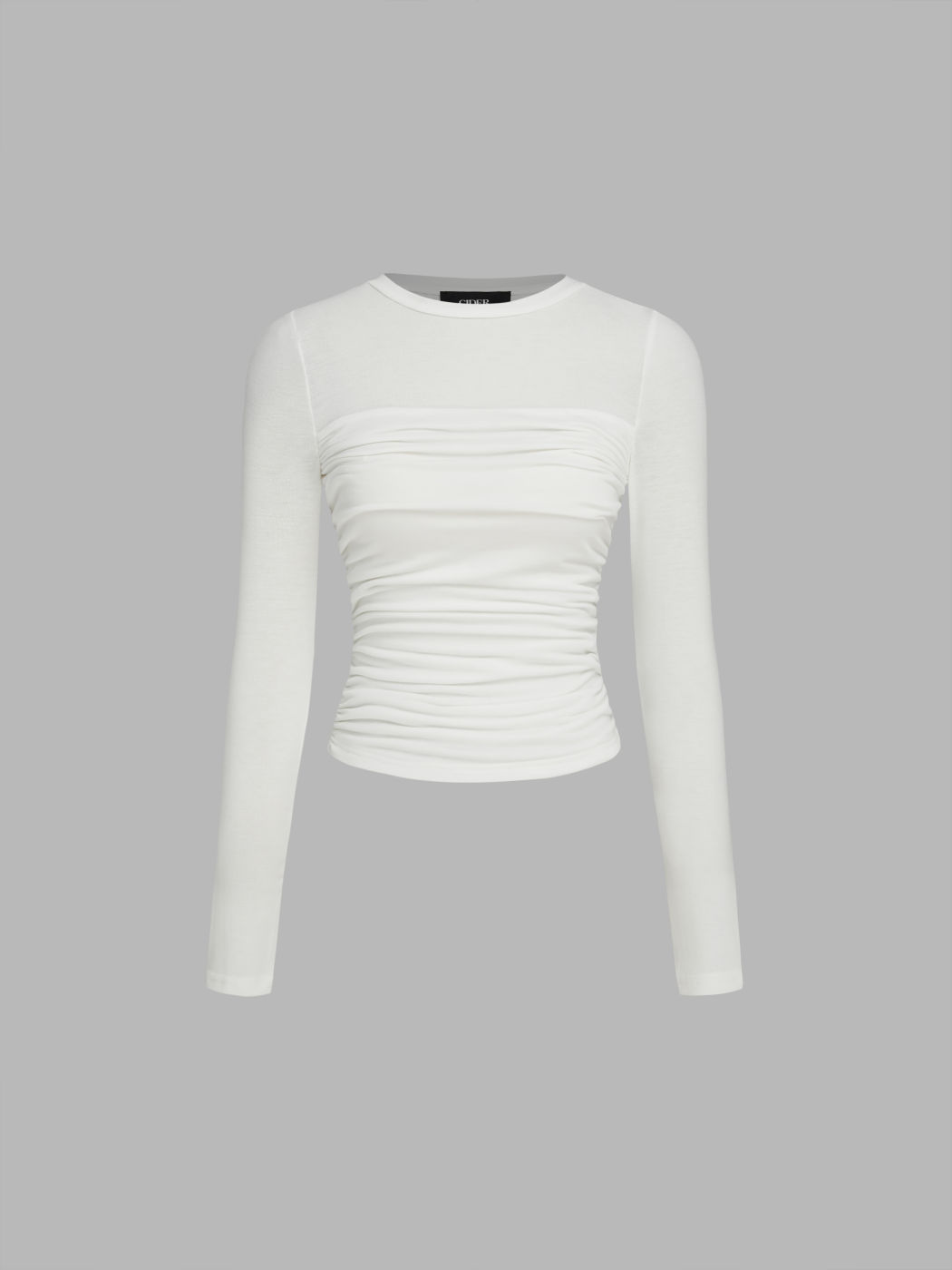 Round Neck Ruched Long Sleeve Top