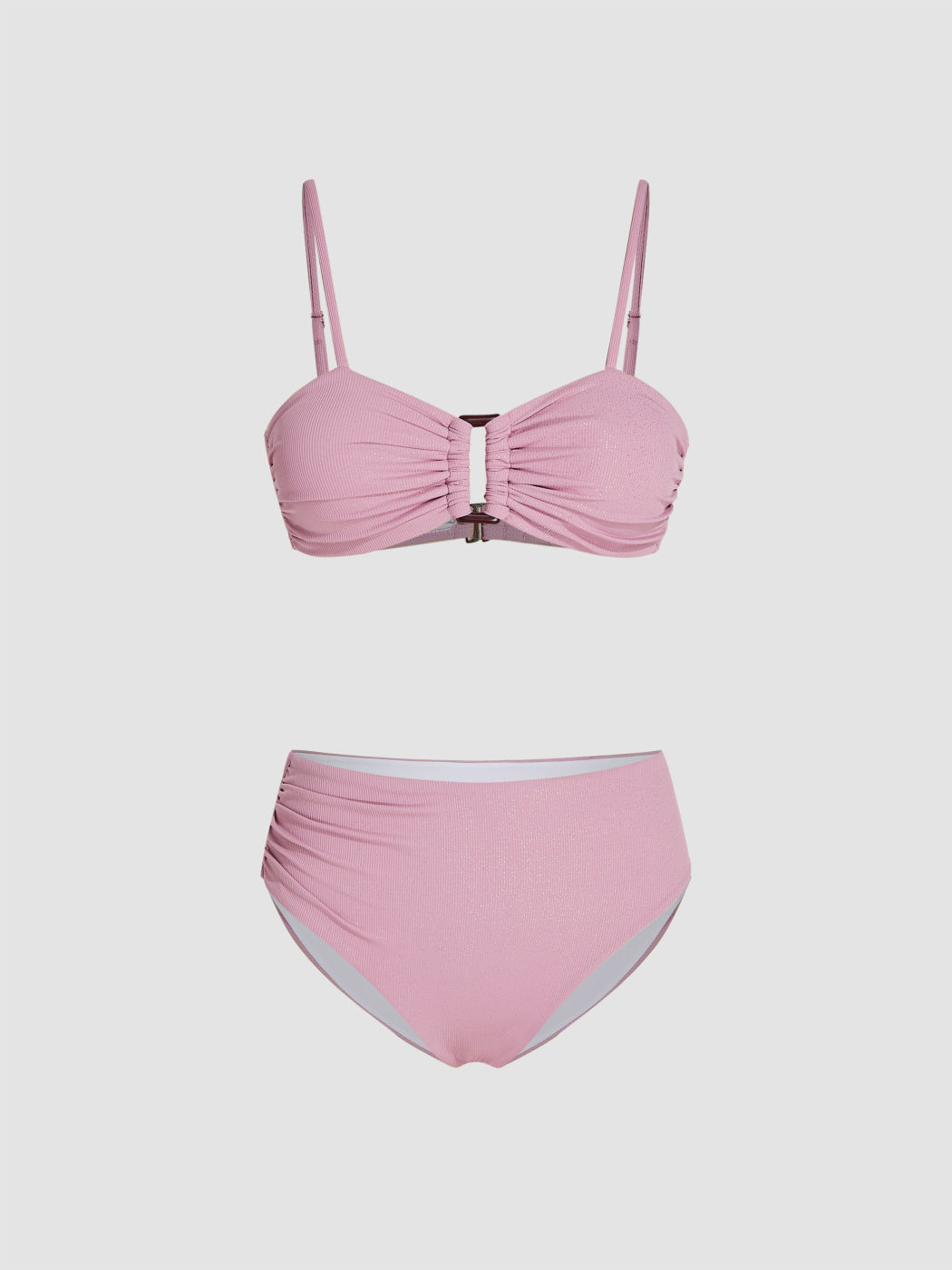 V-neck Solid Glitter Bikini Set
