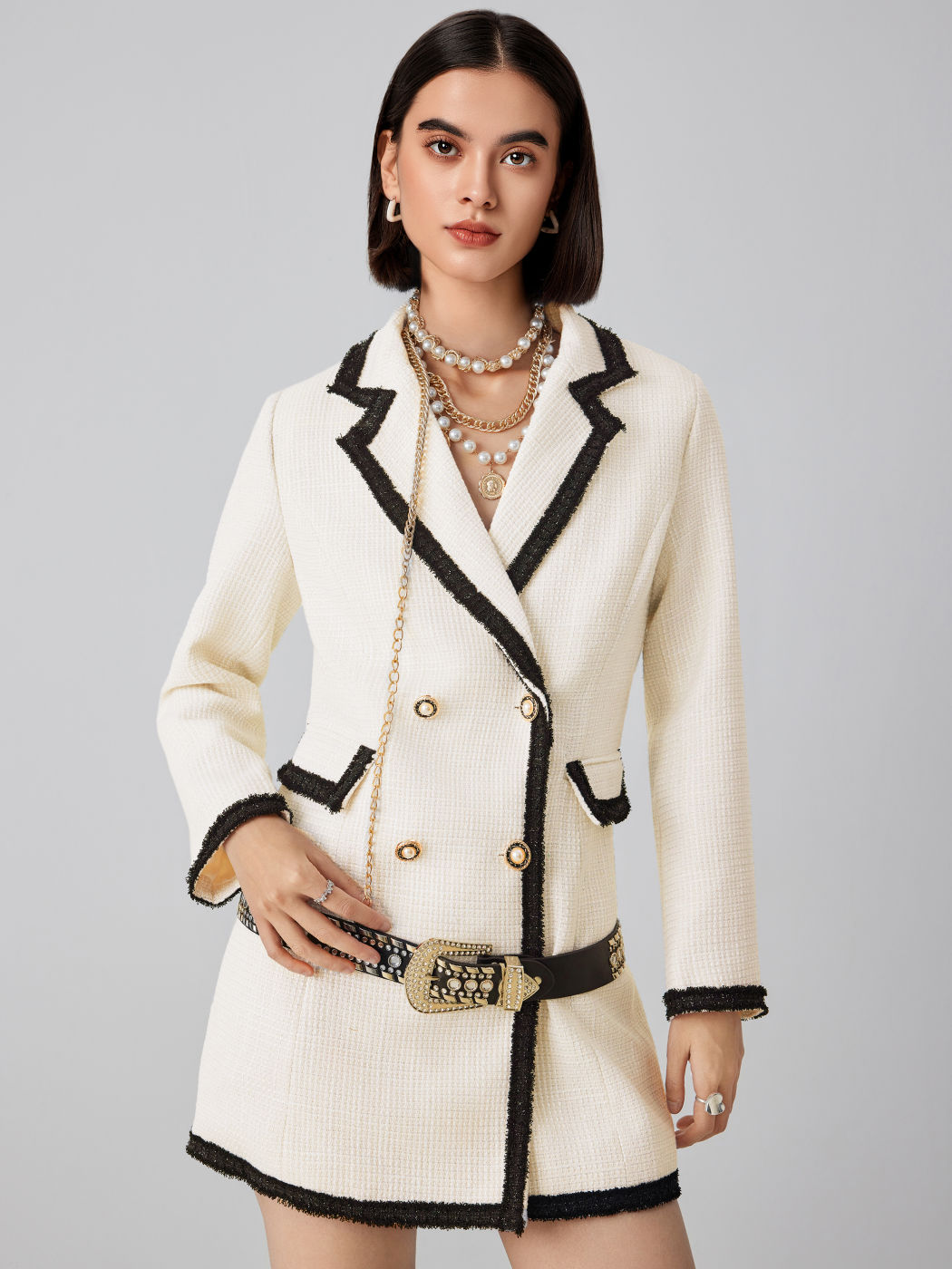 Tweed Collar Pocket Blazer