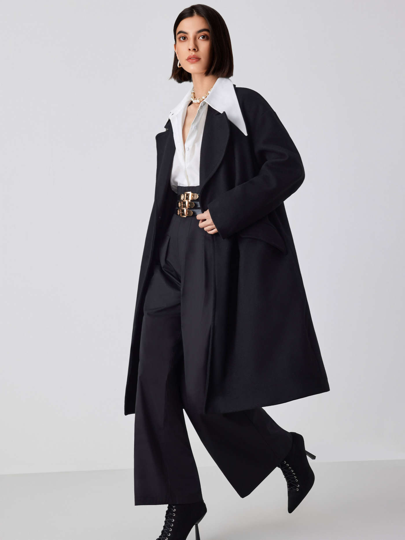 Collar Solid Pocket Button Coat