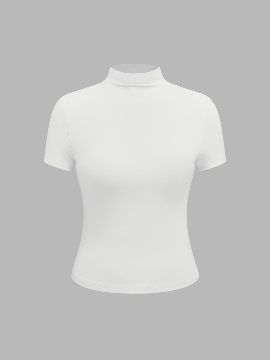 Contour Double Layered Turtle Neck Solid Short Sleeve Top