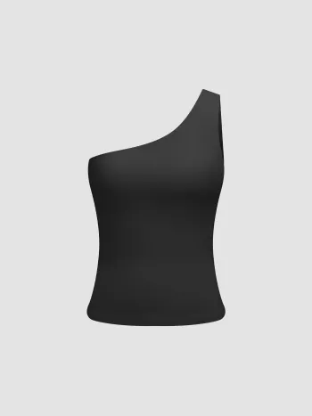 Kontur Doppellagiges Asymmetrisches Nacken Tank Top