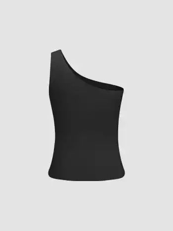 Kontur Doppellagiges Asymmetrisches Nacken Tank Top