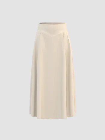 Satin High Waist Solid Ruffle Maxi Skirt