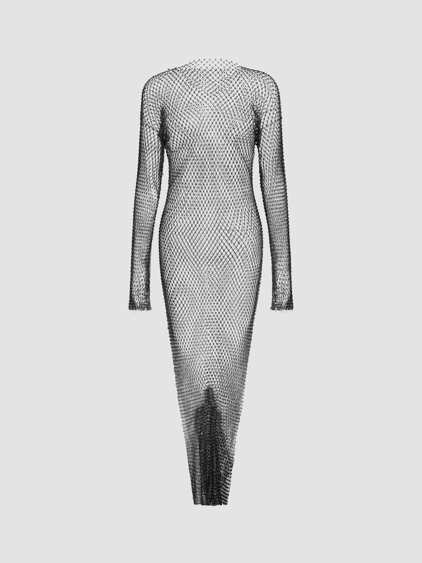Mesh Beaded Split See-through Maxi Dress