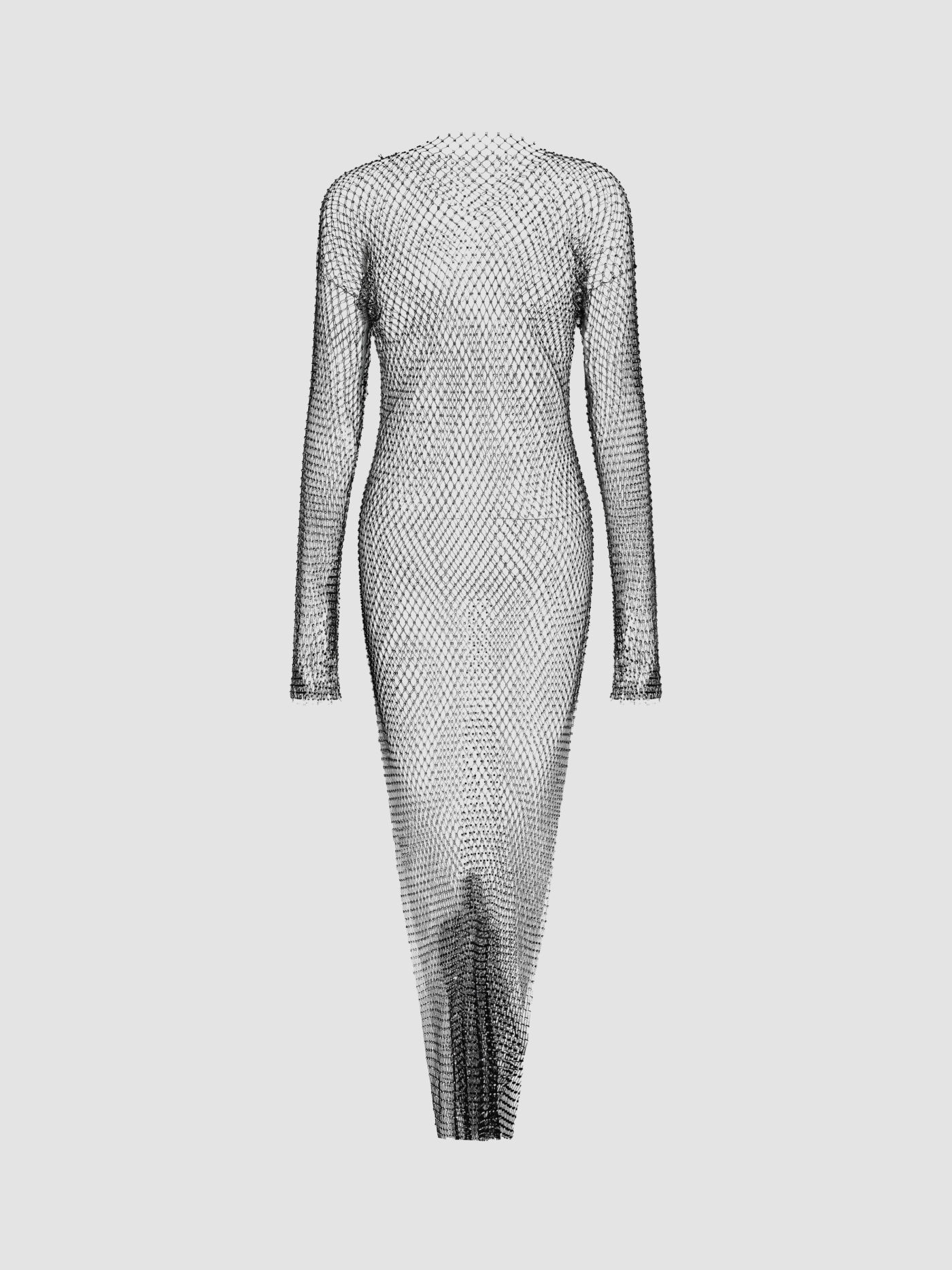 Mesh Beaded Split See-through Maxi Dress