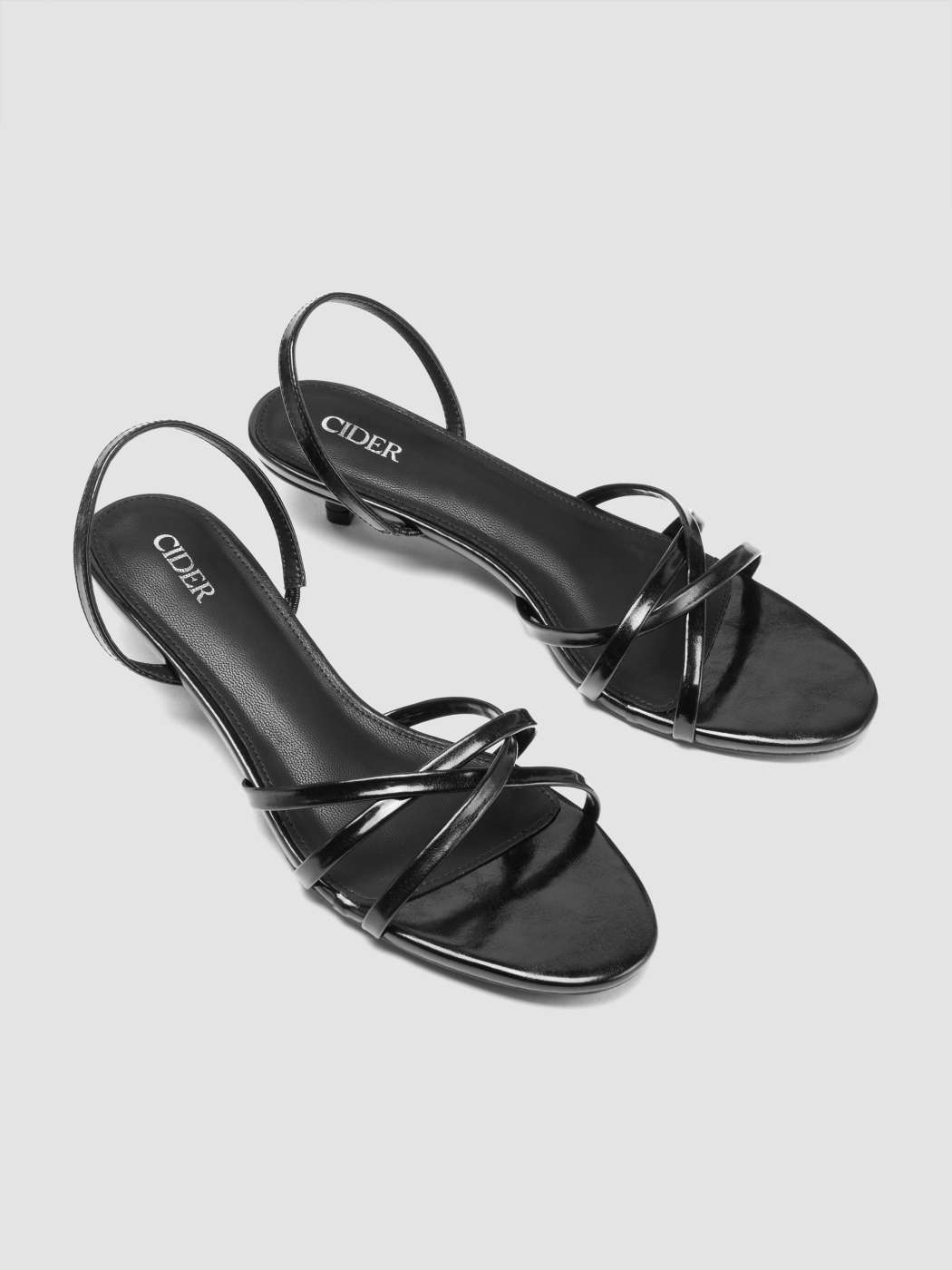 Sandalias de tacón de gatito con tiras y punta redonda For