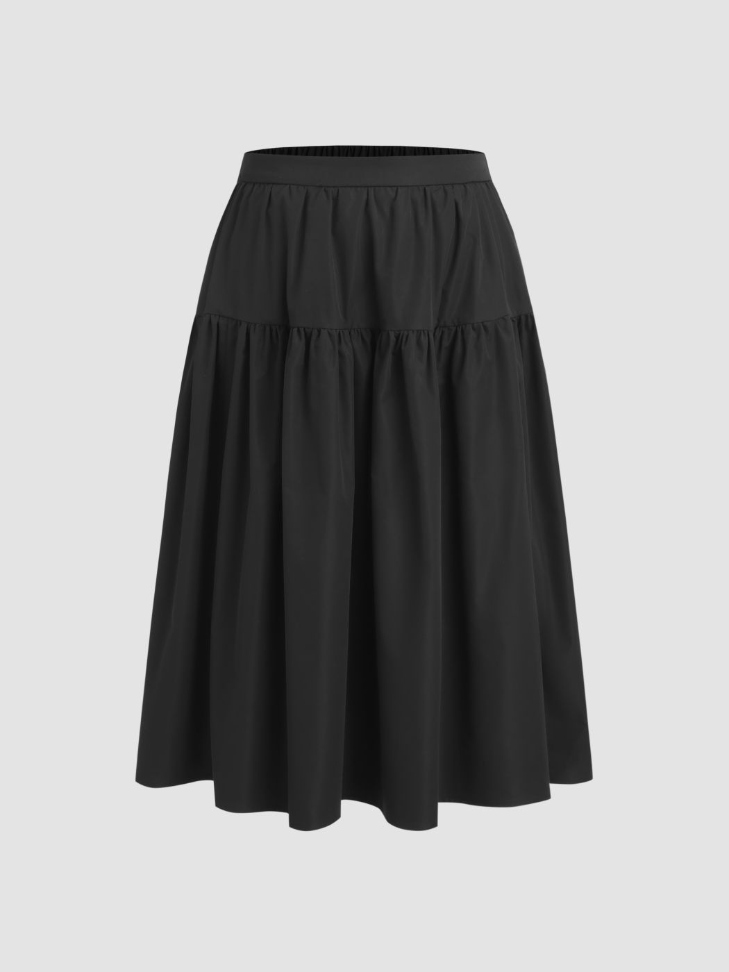 Solid Elastic Waist Tiered Maxi Skirt Curve & Plus