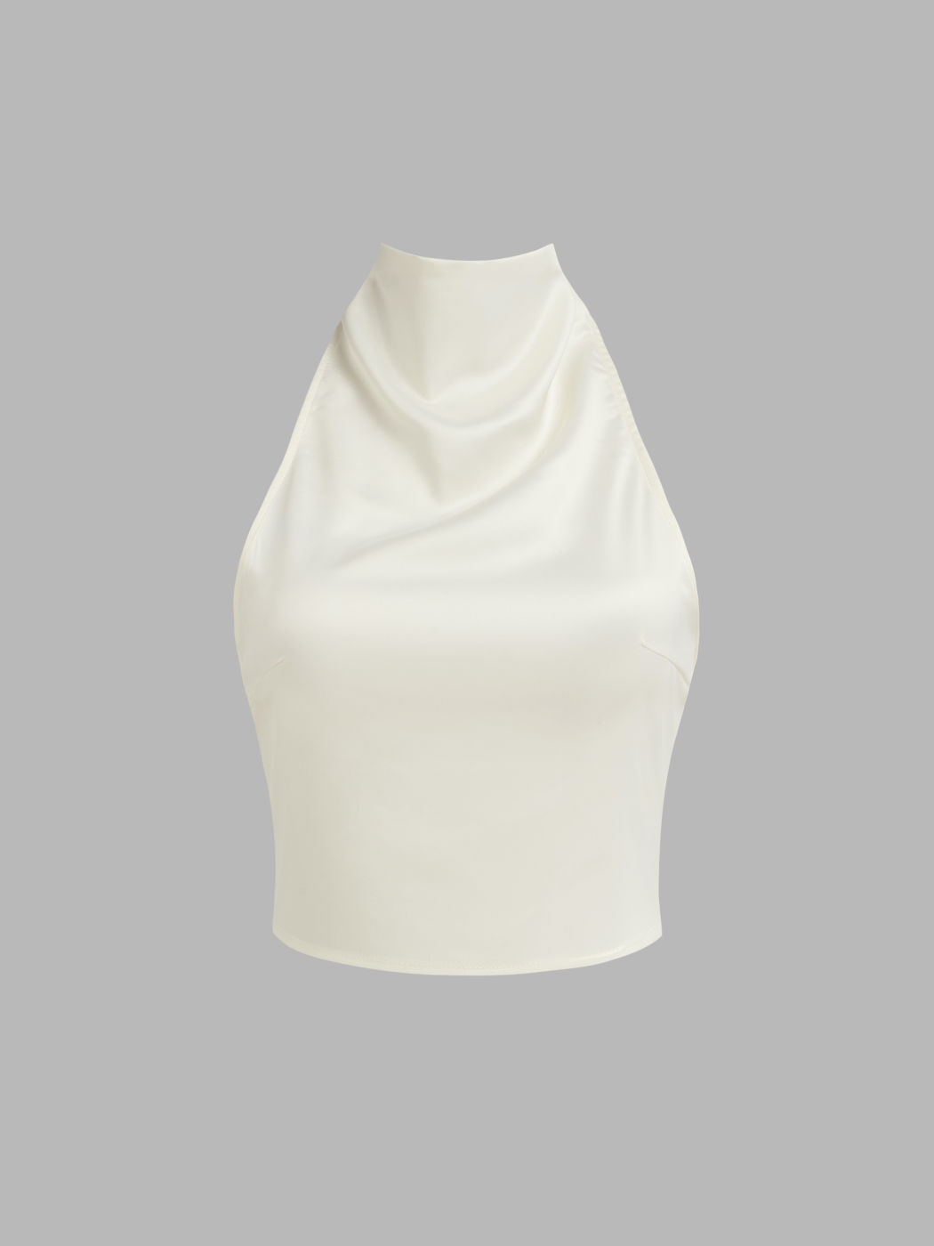 Tie Back Halter Solid Crop Top