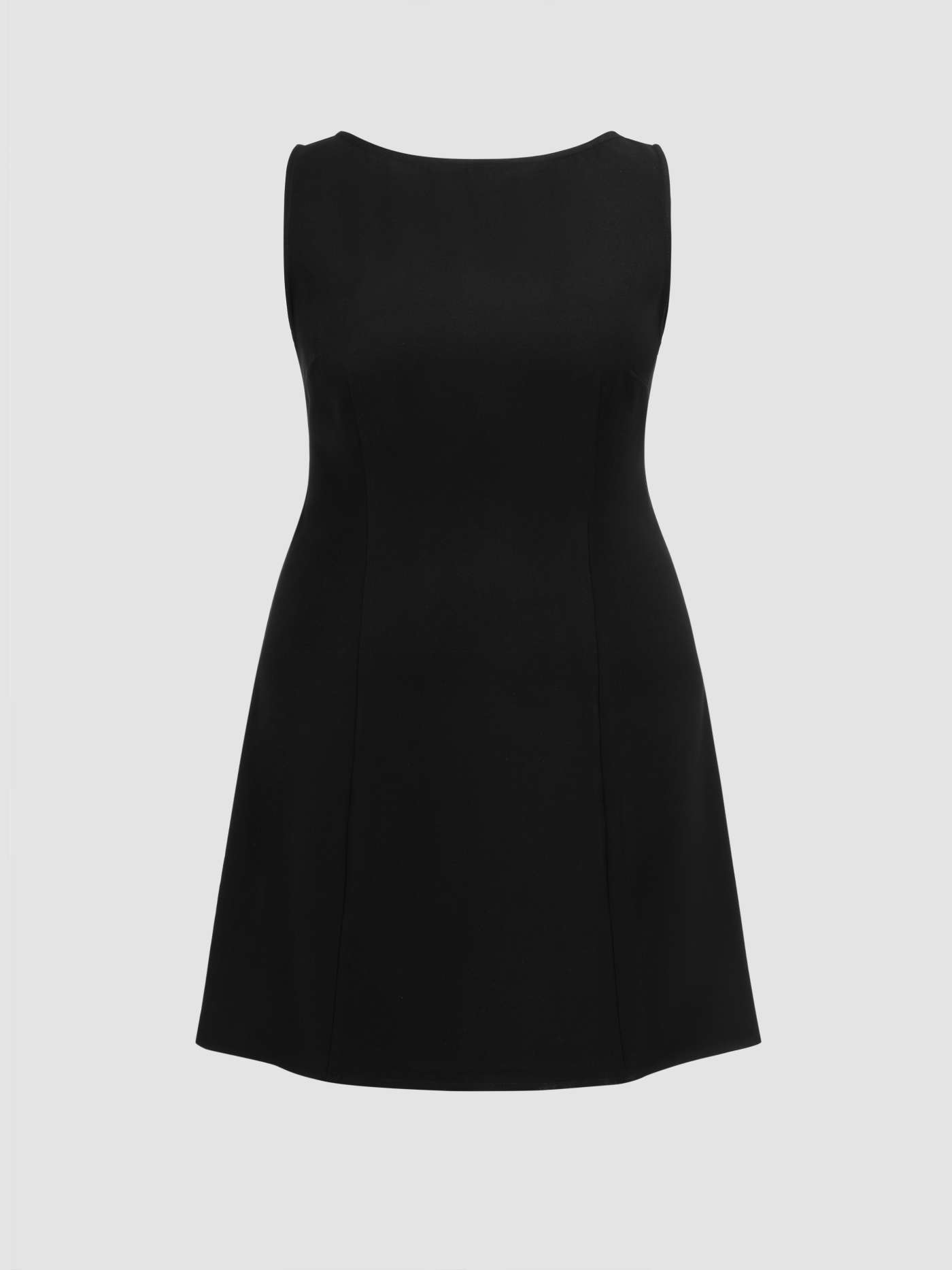 Knit Fabric Boat Neck Solid Mini Dress Curve & Plus For Date