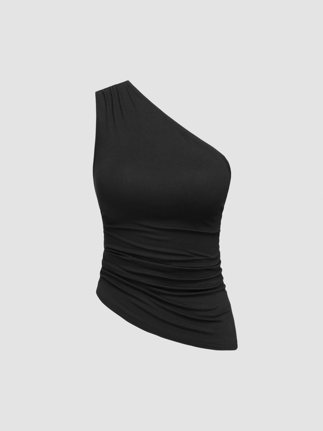Jersey Asymmetrical Neck Solid Crop Top