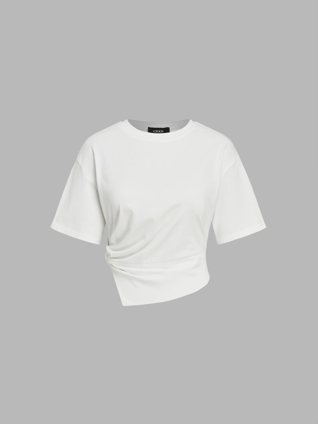 Round Neck Asymmetrical Hem Short Sleeve Tee