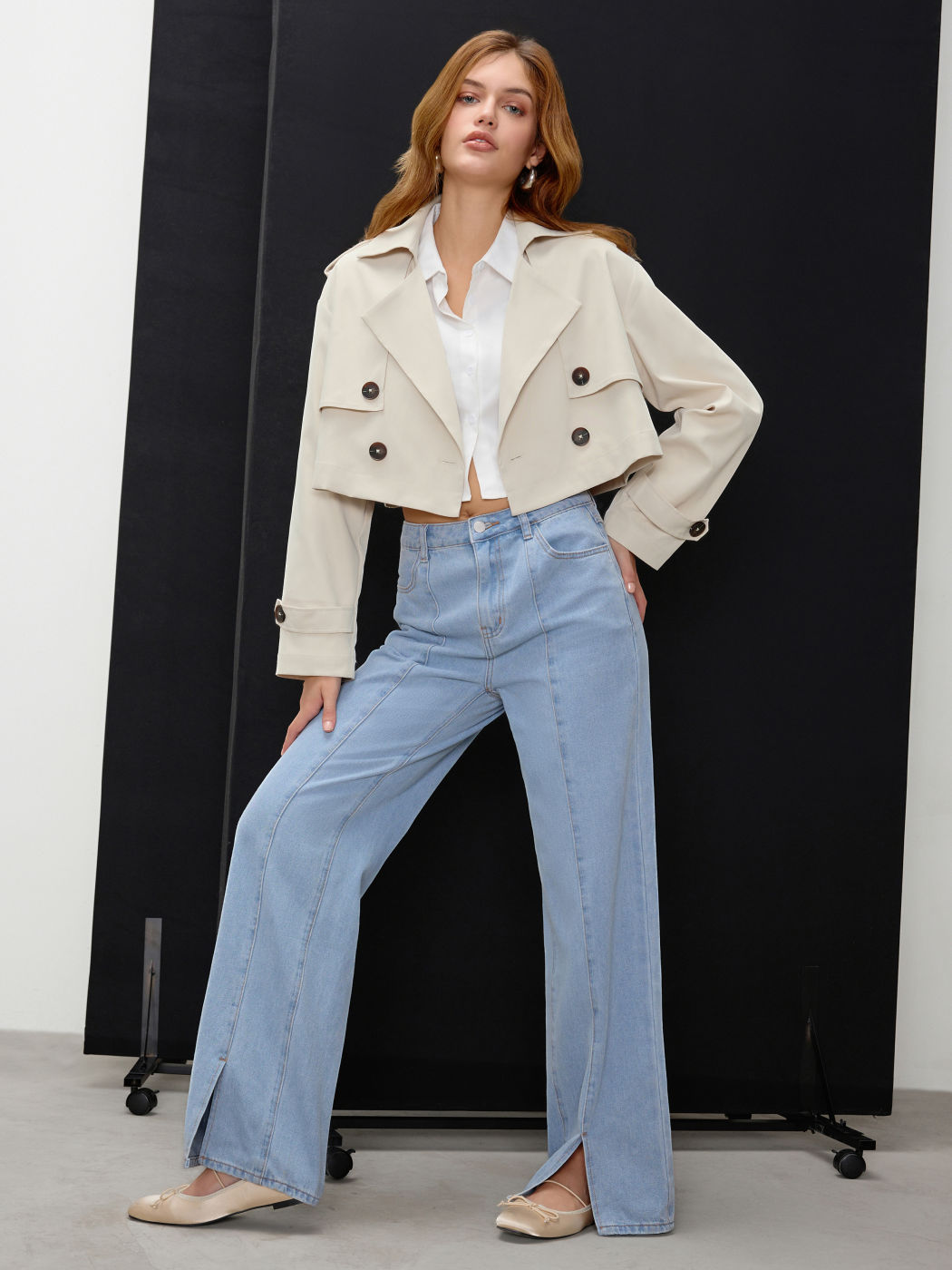  Kragen Solide Knopf Trenchcoat