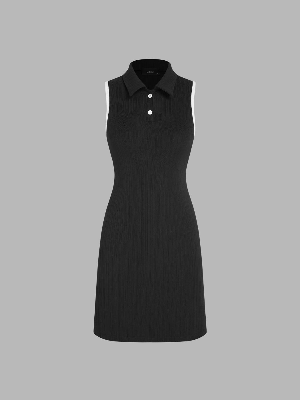 Polo Collar Contrasting Binding Mini Dress