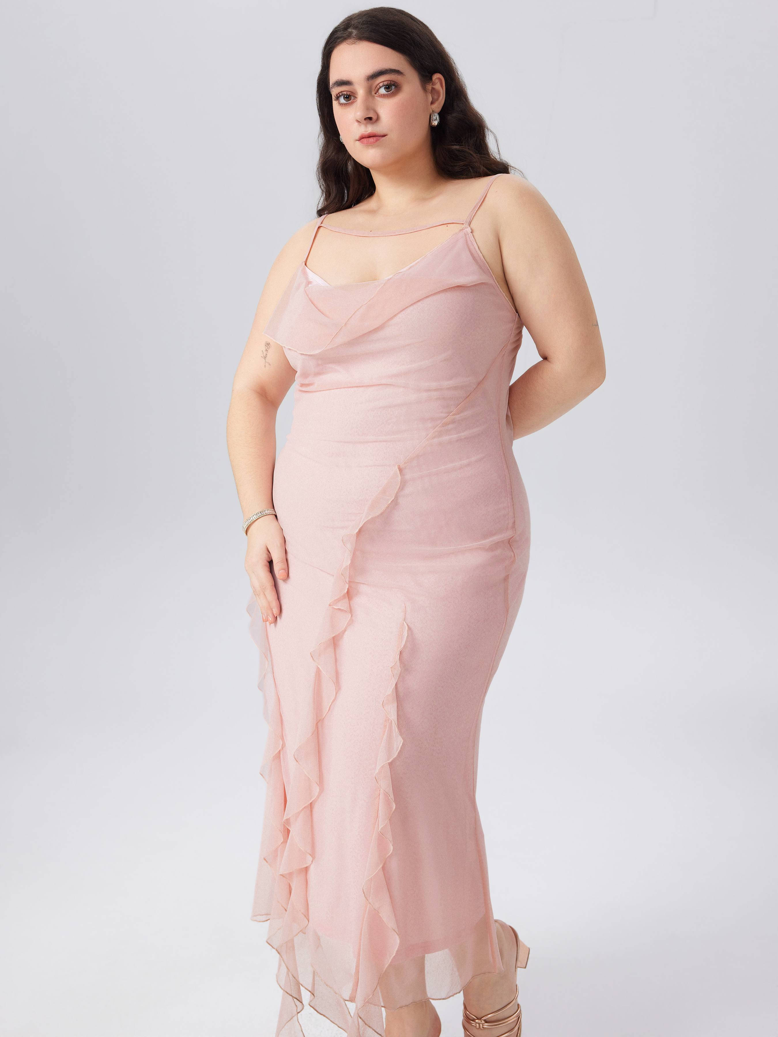 Cotton V-neck Broderie Anglaise Floral Button Midi Dress
