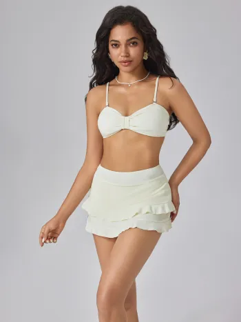 Shaping V-neck Floral Knotted One Piece Swimsuit
