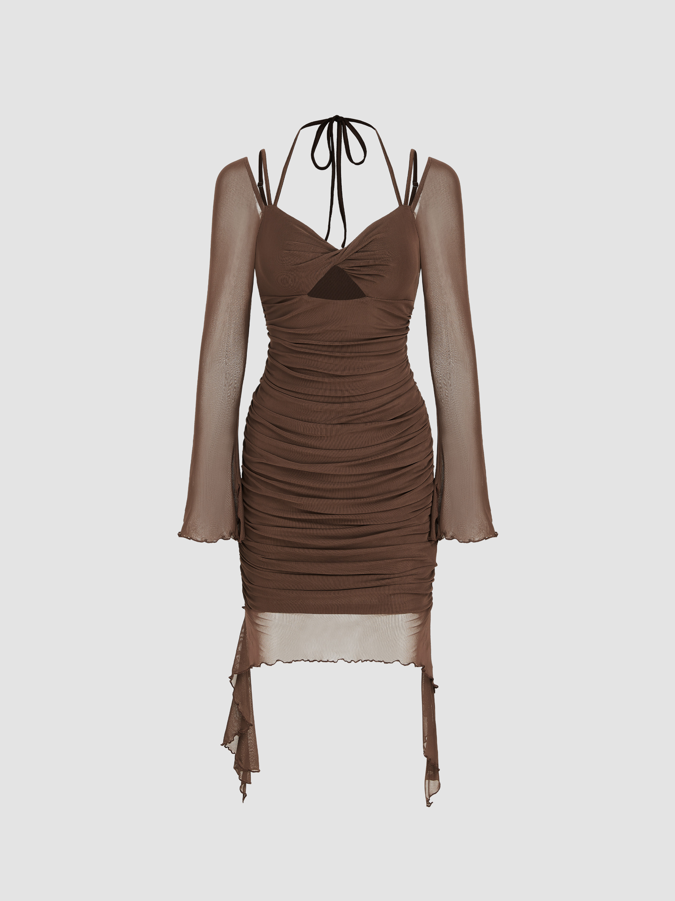 Sweetheart Shirred Mini Trapeze Stretch Dress