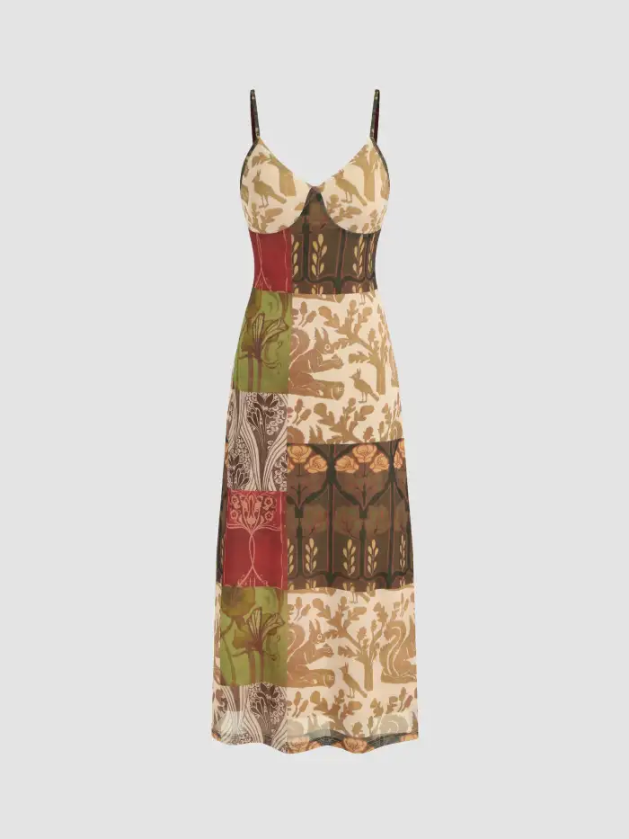 Mesh Mesh Sweetheart Aztec Maxi Dress For Vacation Exhibition Daily Casual