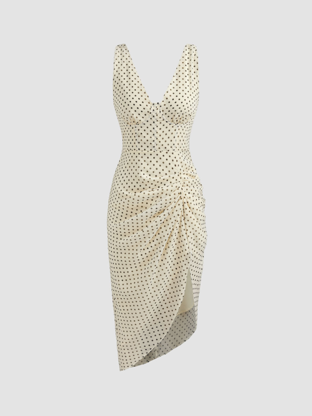 Asymmetrical Hem Spot Midi Dress