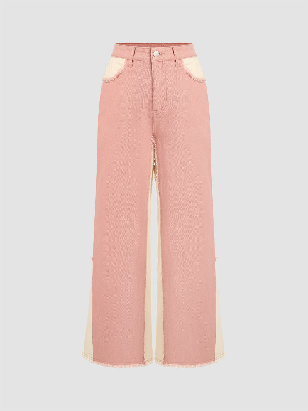 Denim Mid Rise Contrasting Binding Straight Leg Jeans