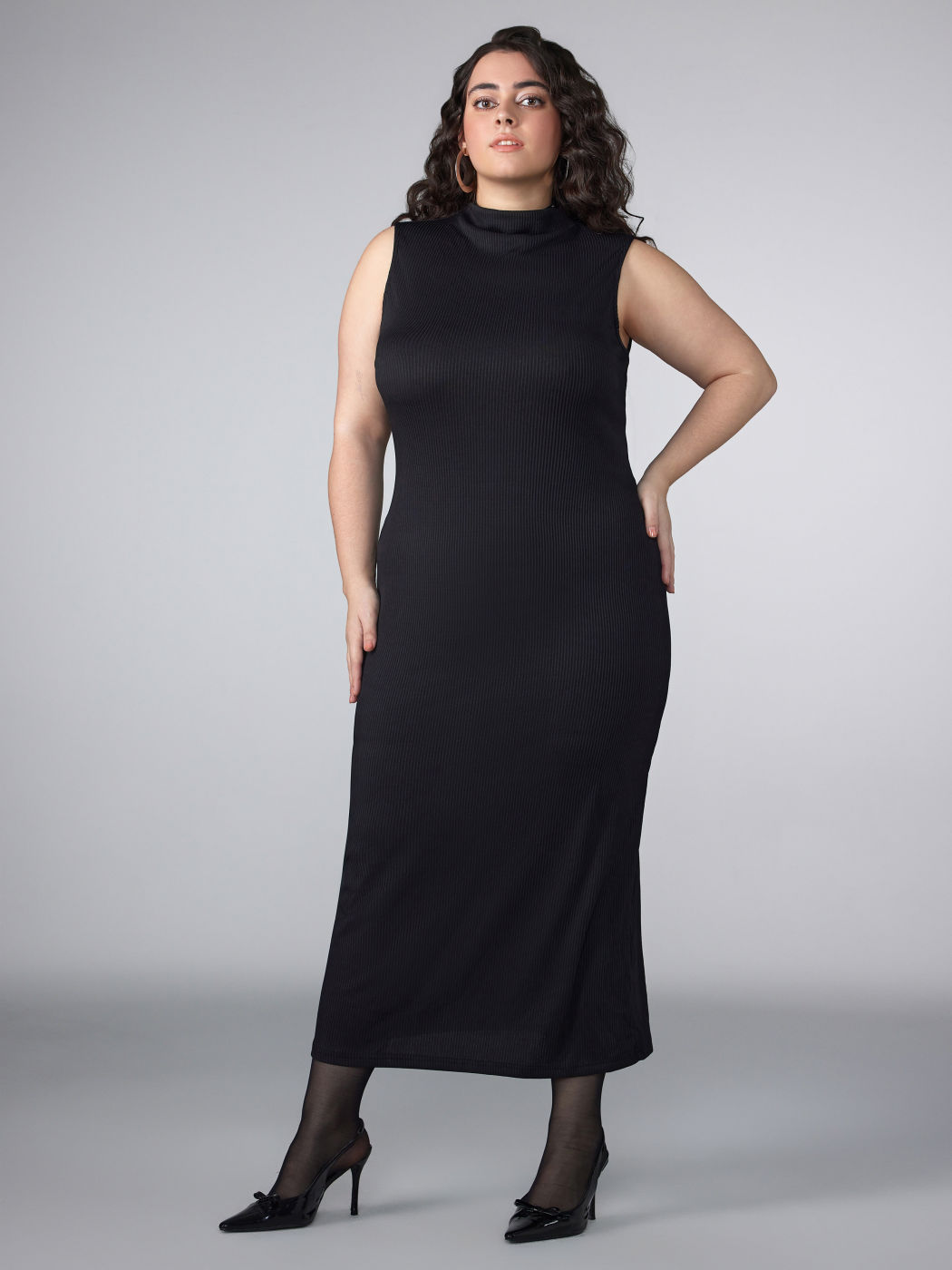 Stand Collar Sleeveless Maxi Dress Curve & Plus