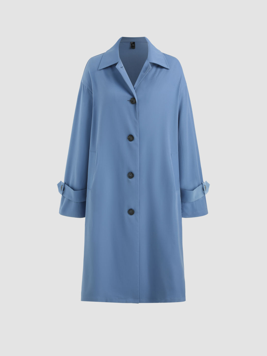 Collar Pocket Button Solid Trench Coat