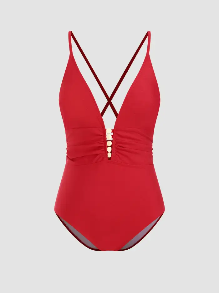 Ruched Tummy Control One Piece Swimsuit Curve & Plus - Cider